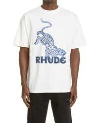 Rhude Leopard Cotton Graphic Tee In White At Nordstrom