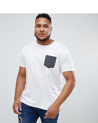 Brave Soul Plus Stripe Pocket T Shirt Navy