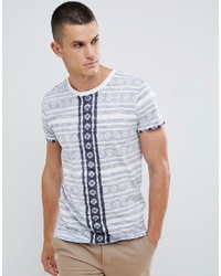 Tom Tailor T Shirt In Reverse All Over Aztec Print With Stepped Hem