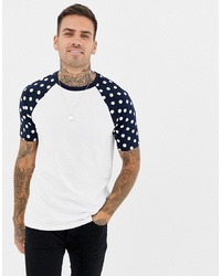 ASOS DESIGN T Shirt With Polka Dot Raglan Sleeves