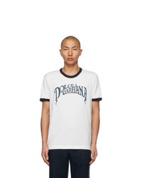 Dolce and Gabbana White And Navy T Shirt