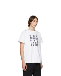 Engineered Garments White And Navy Text T Shirt