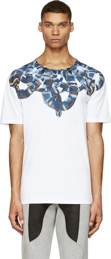 fatigue Turn down boom Marcelo Burlon County of Milan White Blue Moon Snake T Shirt, $290 | SSENSE  | Lookastic
