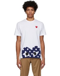Comme Des Garcons Play White Navy Half Heart T Shirt