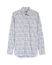 Canali Cotton Button Up Sport Shirt In White At Nordstrom