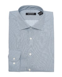 Nordstrom Trim Fit Non Iron Dress Shirt In Blue  Navy Micro Chr At