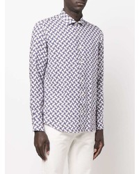 Drumohr Abstract Print Long Sleeved Linen Shirt