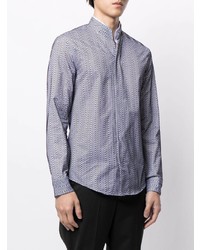 Emporio Armani Band Collar Cotton Shirt