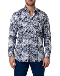 Maceoo Fibonacci Crystals Regular Fit Print Button Up Shirt In White At Nordstrom