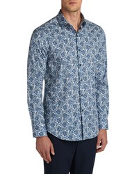 Bugatchi Shaped Fit Tapestry Print Stretch Button Up Shirt