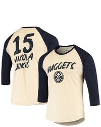 FANATICS Branded Nikola Jokic Creamnavy Denver Nuggets Raglan 34 Sleeve T Shirt