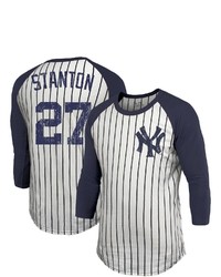 Majestic Threads Giancarlo Stanton White New York Yankees Pinstripe 34 Sleeve Raglan Name Number T Shirt At Nordstrom
