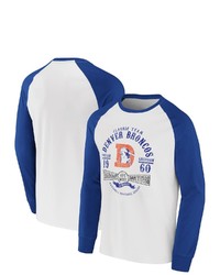 NFL X DARIUS RUCKE R Collection By Fanatics Whiteroyal Denver Broncos Vintage Raglan Long Sleeve T Shirt