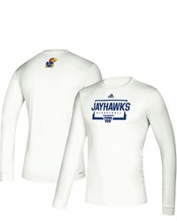 adidas White Kansas Jayhawks Fastboard Creator Roready Long Sleeve T Shirt