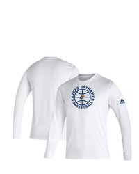 adidas White Kansas Jayhawks Locker Room On Point Creator Roready Long Sleeve T Shirt