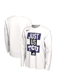 Nike White Tcu Horned Frogs 2021 Postseason Basketball Just Us Bench Legend Long Sleeve T Shirt