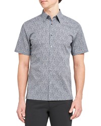 Theory Irving Slim Fit Cast Print Short Sleeve Button Up Shirt