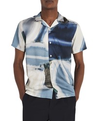 Reiss Pedro Slim Fit Short Sleeve Button Up Camp Shirt In Blue At Nordstrom