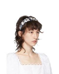 Erdem White And Navy Silk Frida Headband