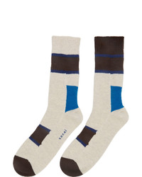 Sacai Brown Horizontal Stripe Socks