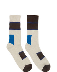 Sacai Brown Horizontal Stripe Socks