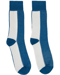 Marni White Blue Cotton Socks