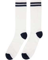 Ernest W. Baker White Navy Socks