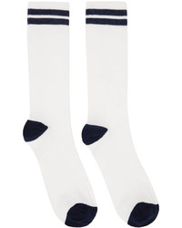 Ernest W. Baker White Navy Socks