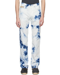 White and Navy Tie-Dye Jeans