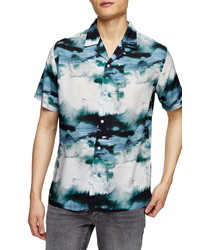 Topman Tie Dye Short Sleeve Button Up Camp Shirt