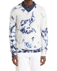 Massimo Alba Kaleidoscope Painted V Neck Cashmere Sweater In Blue At Nordstrom