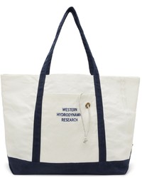 White and Navy Tote Bag