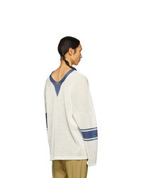 Sulvam White And Blue School Knit Sweater