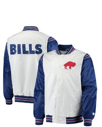 STARTE R Whiteroyal Buffalo Bills Historic Logo Renegade Satin Varsity Full Snap Jacket