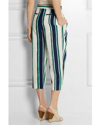 Chloé Cropped Striped Silk Crepe Tapered Pants