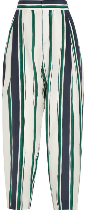 Chloé Cropped Striped Silk Crepe Tapered Pants, $1,395 | NET-A 