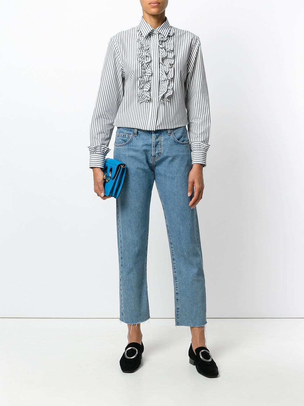 skammel Guggenheim Museum Åh gud Alexa Chung Striped Ruffled Shirt, $192 | farfetch.com | Lookastic