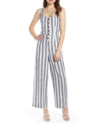 J.o.a. Stripe Cotton Linen Jumpsuit