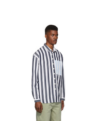Sunnei Blue Striped Contrast Shirt