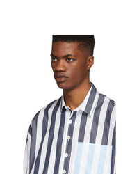 Sunnei Blue Striped Contrast Shirt