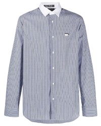 Philipp Plein Logo Print Striped Cotton Shirt