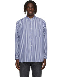 Comme Des Garcons SHIRT Navy White Poplin Forever Stripe Shirt