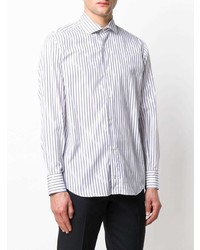 Eleventy Striped Cutaway Collar Shirt