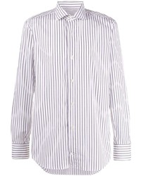 Eleventy Striped Cutaway Collar Shirt