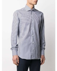 Barba Vertical Stripe Print Cotton Shirt