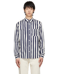 A.P.C. White Navy Stripe Matthieu Shirt