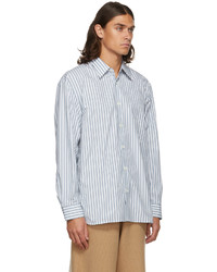 Dries Van Noten White Navy Striped Croom Oversized Shirt