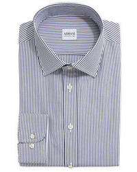 White and Navy Vertical Striped Shirt