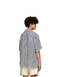 Kuro Blue And Off White Striped Shirt