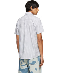 Moschino White Blue Teddy Patch Short Sleeve Shirt